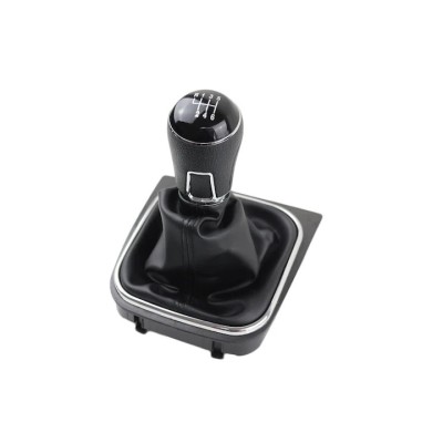 Nuca schimbator viteze cu manson, Emzone, Plastic/Piele ecologica, Compatibil cu VW, 6 viteze, Negru foto