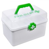 Cutie Medicamente, First Aid Kit, Plastic, Dimensiuni 28x15x16 cm, Albă cu Verde, Oem