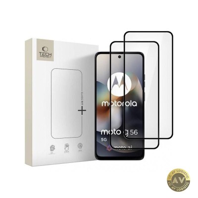 Folie de protectie Ecran Tech-Protect FIT+ pentru Motorola Moto G56 Sticla Securizata Full Glue Set 2 bucati 2.5D Neagra foto