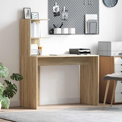 vidaXL Birou cu raft Stejar sonoma 102 x 50 x 124 cm Lemn compozit foto