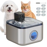 PawHut F&acirc;nt&acirc;nă Automată pentru Pisici 4,2L din Oțel Inoxidabil, Silențioasă, Filtru 3 Etape, &Icirc;ncărcător USB, Argintiu | Aosom Romania
