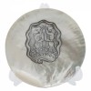 Placheta Argint Zodia Gemeni pe Scoica Perlifera Naturala, Grecia, Cadou Zodiacal Personalizat, Suport Inclus