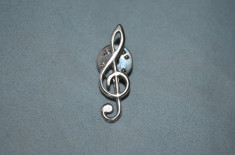 PIN / AC ARGINT 800 - CHEIA SOL - Rever Costum - Vintage - 3.2 cm - Deosebit ! foto