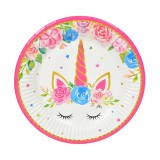 Set Farfurii Carton, 18 cm, Unicorn, Multicolor, 6 Bucăți