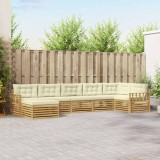 vidaXL Set de canapele de exterior cu pernă 7 pcs Alb și crem 3390835