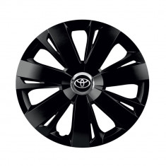 Set 4 capace roti Negre Cu Inel Cromat Energy pentru gama auto Toyota, R16