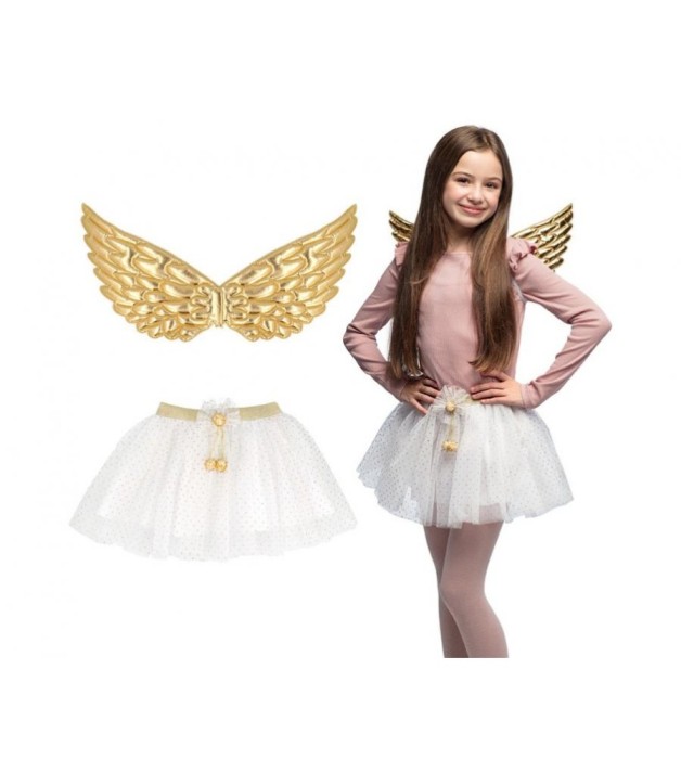 Set costum inger Aurii, include Aripi și Tutu (marime Universala)