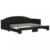 Cumpara ieftin Pat de zi cu extensie, negru, 90x190 cm, catifea