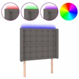 Cumpara ieftin Tablie de pat cu LED, gri , 83x16x118/128 cm, piele ecologica