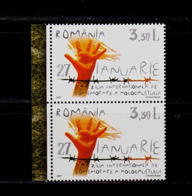 RO 2007 ,LP 1754 ,&amp;quot;Ziua Intern. Comem. Holocaustului&amp;quot; ,serie pereche V,MNH foto
