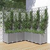 VidaXL Jardinieră de grădină cu spalier gri deschis 120x120x136 cm PP