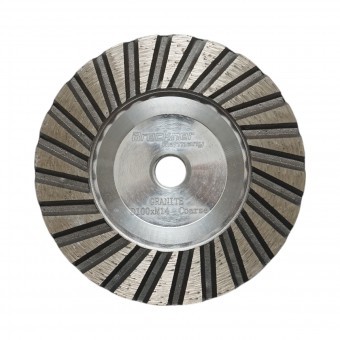 Disc diamantat turbo segmentat tip cupa 100mm, filet M14, grosier din aluminiu pentru slefuire granit Breckner Germany foto