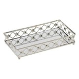 Suport lumanari dreptunghiular 25x14.5x4 cm, sticla si metal, margina argintie, CMCLASS
