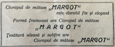 1931 Reclamă rom&acirc;nească Ciorapul de mătase MARGOT istoria modei eleganta feminina Romania interbelica industrie autohtona Romania capitalista