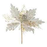 Floare Decorativă Crăciun Poliester, Crăciuniță, Tulpină Scurtă, Bej șampanie, 26 cm, Oem