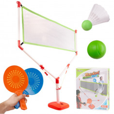 Set de badminton sau tenis de masa pentru copii cu plasa, rachete si minge