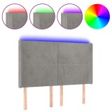 Cumpara ieftin Tablie de pat cu LED, gri deschis, 147x16x118/128 cm, catifea