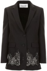 Sacou dama VALENTINO, Valentino jacket with lace SB3CE1M61CF 0NO Negru foto