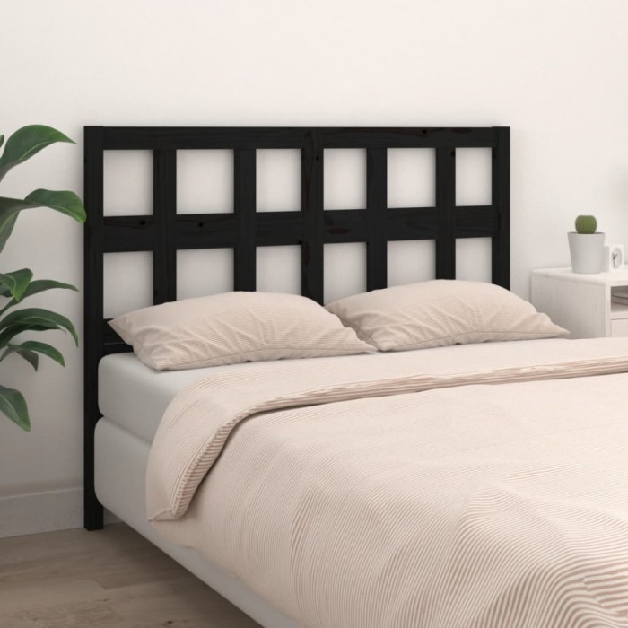 vidaXL Tăblie de pat, negru, 145,5x4x100 cm, lemn masiv de pin 818924