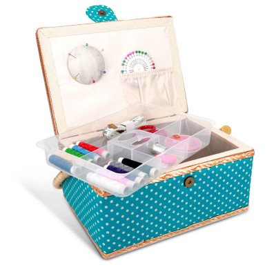 Set cutie de cusut Navaris din lemn si 36 de accesorii, 24.5 x 17.5 x 12.5 cm, 49047.03 foto