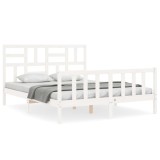 Cumpara ieftin Cadru de pat fara saltea, alb, 160x200 cm, lemn masiv pin