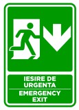 Semn de iesire cu directie in jos emergency exit