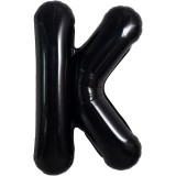 Balon folie metalizata litera k, flippy, 40 cm, umflati cu heliu sau aer, ambalaj individual, pai inclus, negru