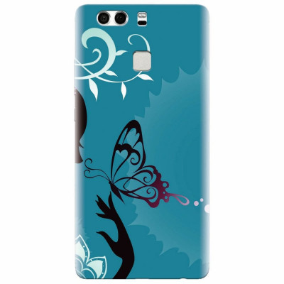 Husa silicon pentru Huawei P9 Plus, Blue Butterfly foto