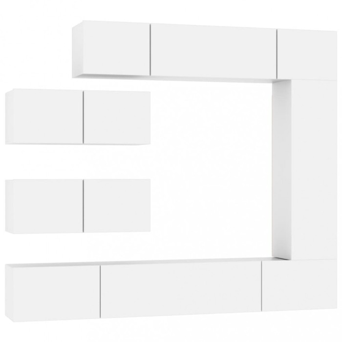 Set dulap TV, 7 piese, alb, lemn prelucrat