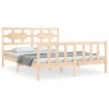 Cadru de pat cu tablie, king size, lemn masiv
