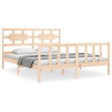 Cadru de pat cu tablie, king size, lemn masiv