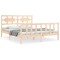 Cadru de pat cu tablie, king size, lemn masiv