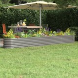 vidaXL Strat &icirc;nălțat grădină gri 332x40x36cm oțel vopsit electrostatic