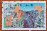 BRAZILIA-1992-FAUNA MONTANA-TIGRI,ETC,&#039;&#039;-TIMBRU DUBLU =- MNH-NESTAMP--Calitate EXTRA, Nestampilat