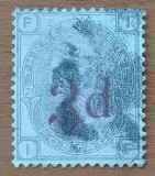 ANGLIA(U.K)-1883--''Regina VICTORIA-1val cu supratipar ros-cu nr. 21 de plansa''(cat MI.=90e)-stamp.RARR! -Vezi-Scan poze si catalog.