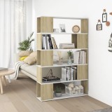Cumpara ieftin Bibliotecă/Separator cameră, alb și stejar sonoma, PAL