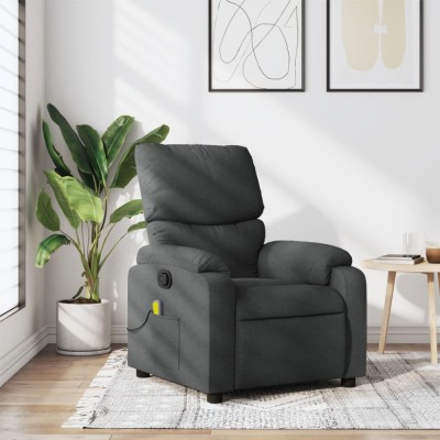 vidaXL Fotoliu de masaj rabatabil, gri &amp;icirc;nchis, material textil foto