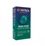 Prezervative cu striatii, CONTROL NONSTOP Points &amp; Stripes, efect de intarziere ejaculare, 1 cutie x 12 buc