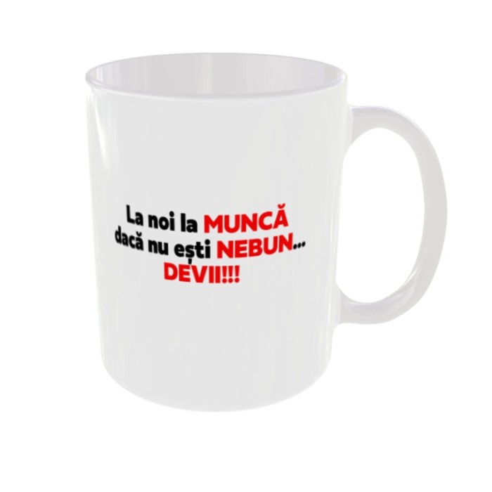 Cana alba personalizata La noi la munca, INOVATIX&reg;. 330ml