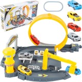 Set pista de masinute, circuit cu lansator si bucla pentru masinute, JollyMag, 108445