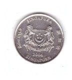 Moneda Singapore 20 cents 2006, stare foarte buna, curata, Asia, Cupru-Nichel
