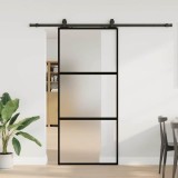VidaXL Ușă glisantă cu set feronerie neagră 90x205cm sticlă securizată