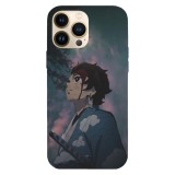 Husa compatibila cu Apple iPhone 15 Plus model Night Silence Tanjiro Demon Slayer, Silicon, TPU, Viceversa, Transparent, Carcasa