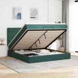 vidaXL Cadru de pat otoman cu saltele Verde &icirc;nchis 160x200cm catifea