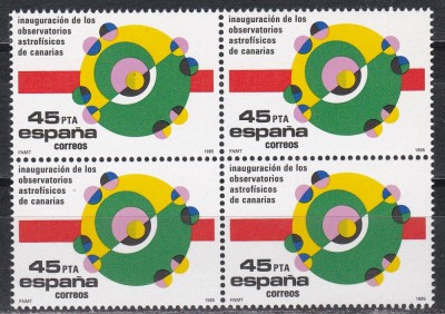 Spania 1985 -Deschiderea Observatorului Astrofizic,Insulele Canare,Bloc de 4,MNH foto