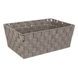 Coș de depozitare &icirc;mpletit, Taupe, cu cadru metalic, 38x26x15cm, CMCLASS