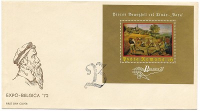Romania (483) - Expozitia Filatelica Internationala &amp;quot;Belgica &amp;#039;72&amp;quot;, 1972, FDC foto