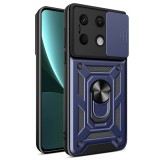 Husa pentru xiaomi redmi note 13 5g, slide si snap, magnetic ring, blue