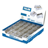 Ascutitoare Simpla Milan Maxi, 40 Buc/Set, Plastic, Incolora, Ideala pentru Creioane cu Diametru Mare, Ascutitori Mari Transparente, Ascutitoare Mare