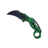 Cutit Karambit Columbia celtic skull verde claw knife